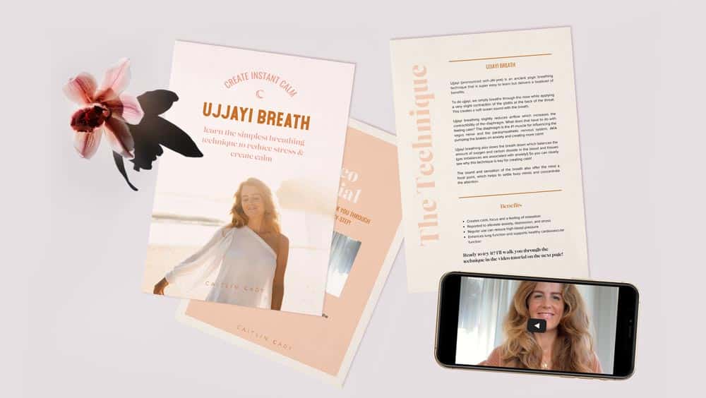 A visual display of the contents of the Ujjayi Breath Offering: The Guidebook and a explanatory video